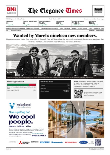 Page one of the October 2026 print edition